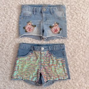 Set of 2 Justice Girls Denim Sequin Shorts